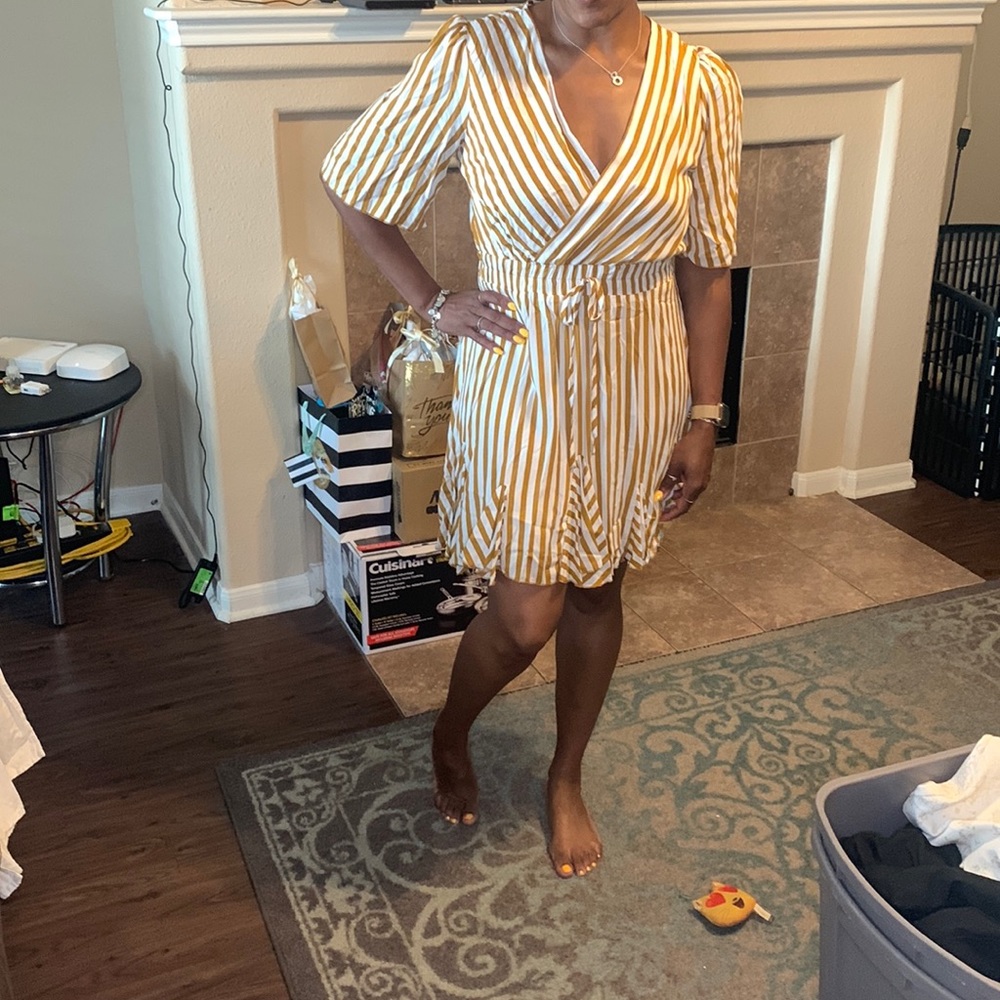 White and brown dress